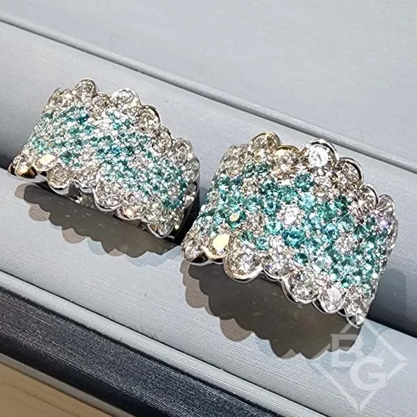 Simon G. 2.50 Carat Blue Paraiba Tourmaline and Pave Diamond Ring