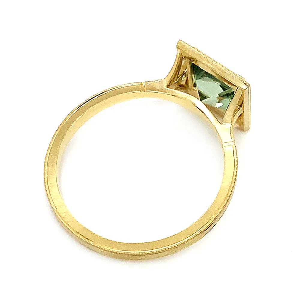 Square Shaped Montana Sapphire Engagement Ring - "Montana Mariana"