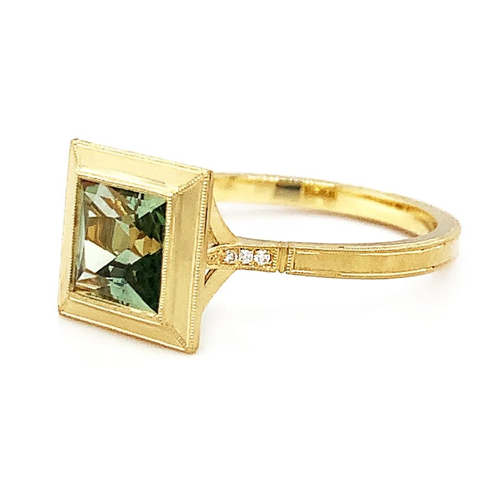 Square Shaped Montana Sapphire Engagement Ring - "Montana Mariana"