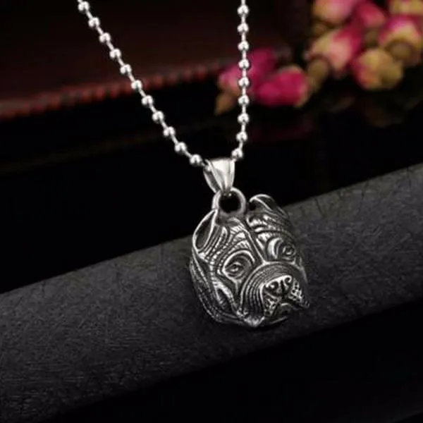 Stainless Steel Pitbull Bulldog Pendant Necklace