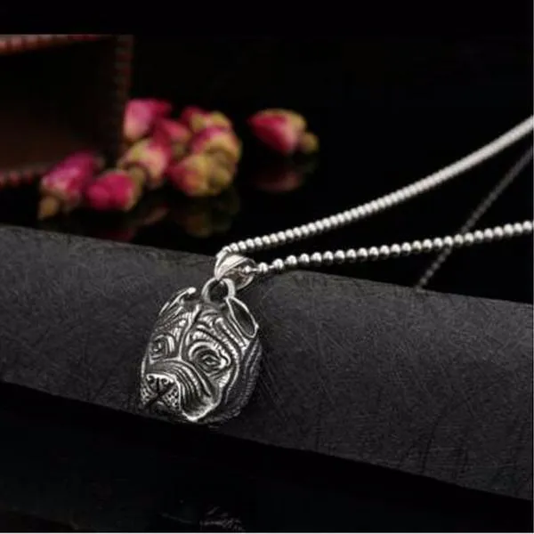 Stainless Steel Pitbull Bulldog Pendant Necklace