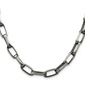 Sterling Silver 8 MM Antiqued Elongated Fancy Open Link Chain