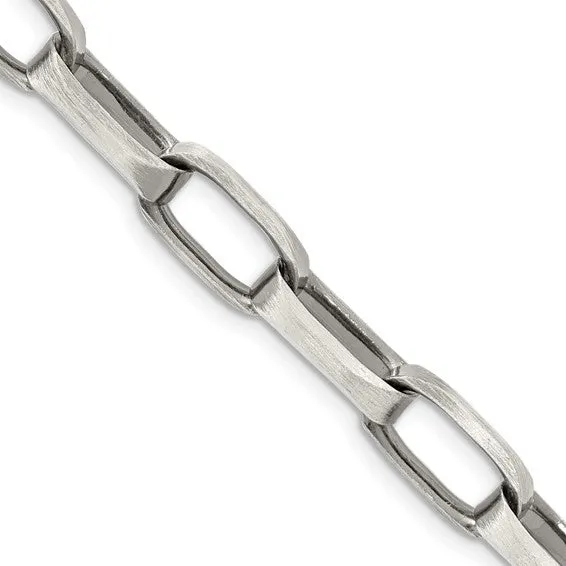 Sterling Silver 8 MM Antiqued Elongated Fancy Open Link Chain