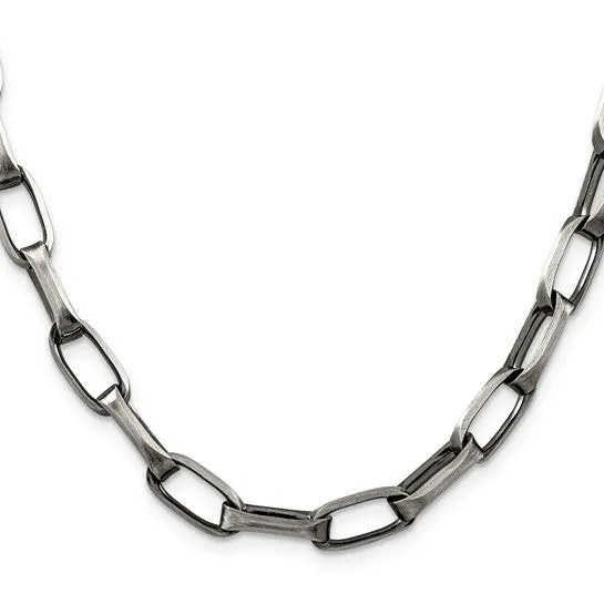 Sterling Silver 8 MM Antiqued Elongated Fancy Open Link Chain