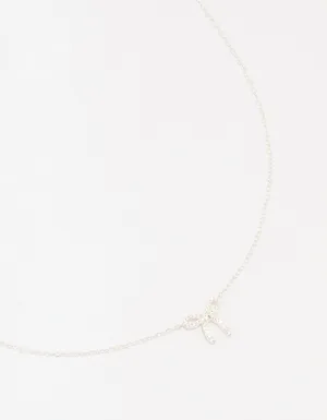 Sterling Silver Cubic Zirconia Bow Pendant Necklace