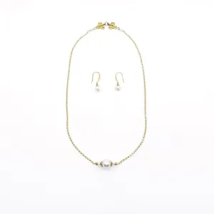 The Nine Gold Pearl Necklace and Earrings Set
