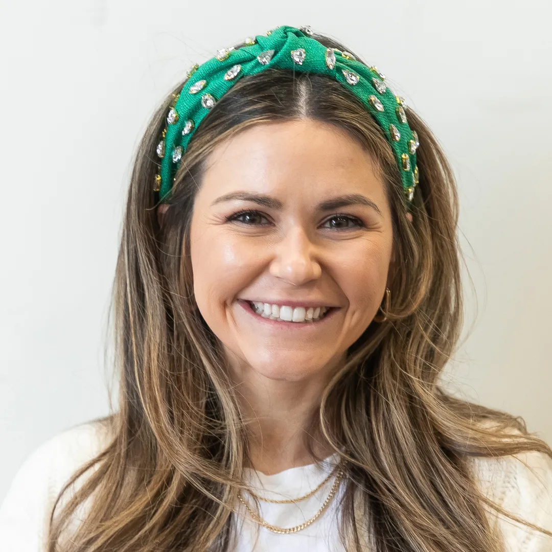 Traditional Woven Headband - Green Gem