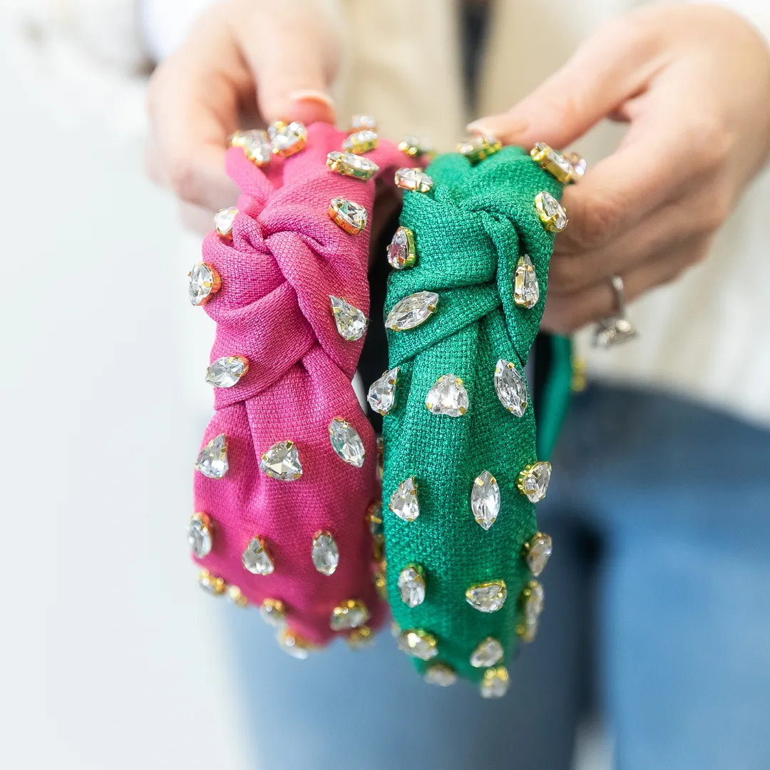 Traditional Woven Headband - Green Gem