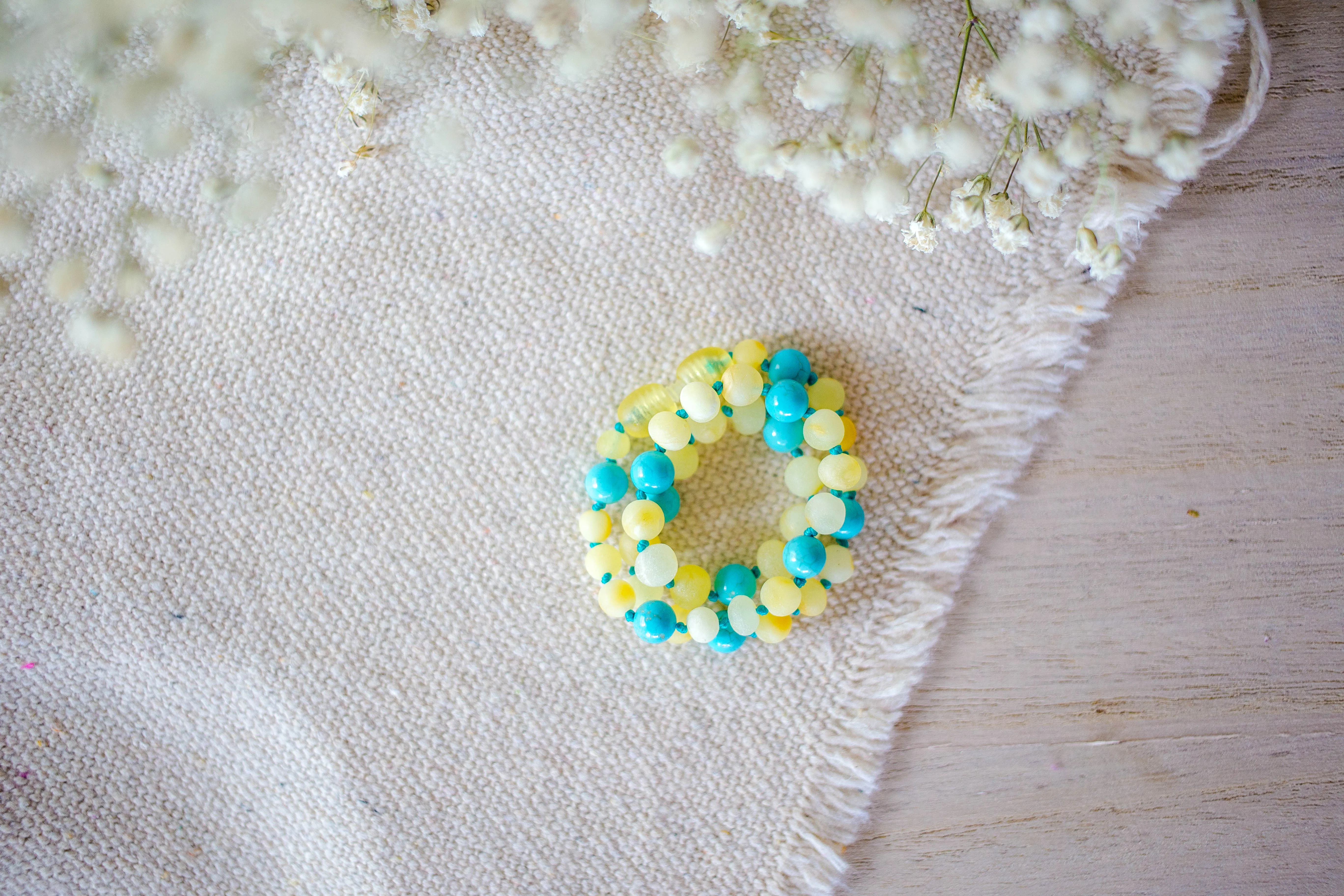 Turquoise   Raw Buttermilk Baltic Amber Teething Necklace ll General Pain ll Fatigue ll Drooling