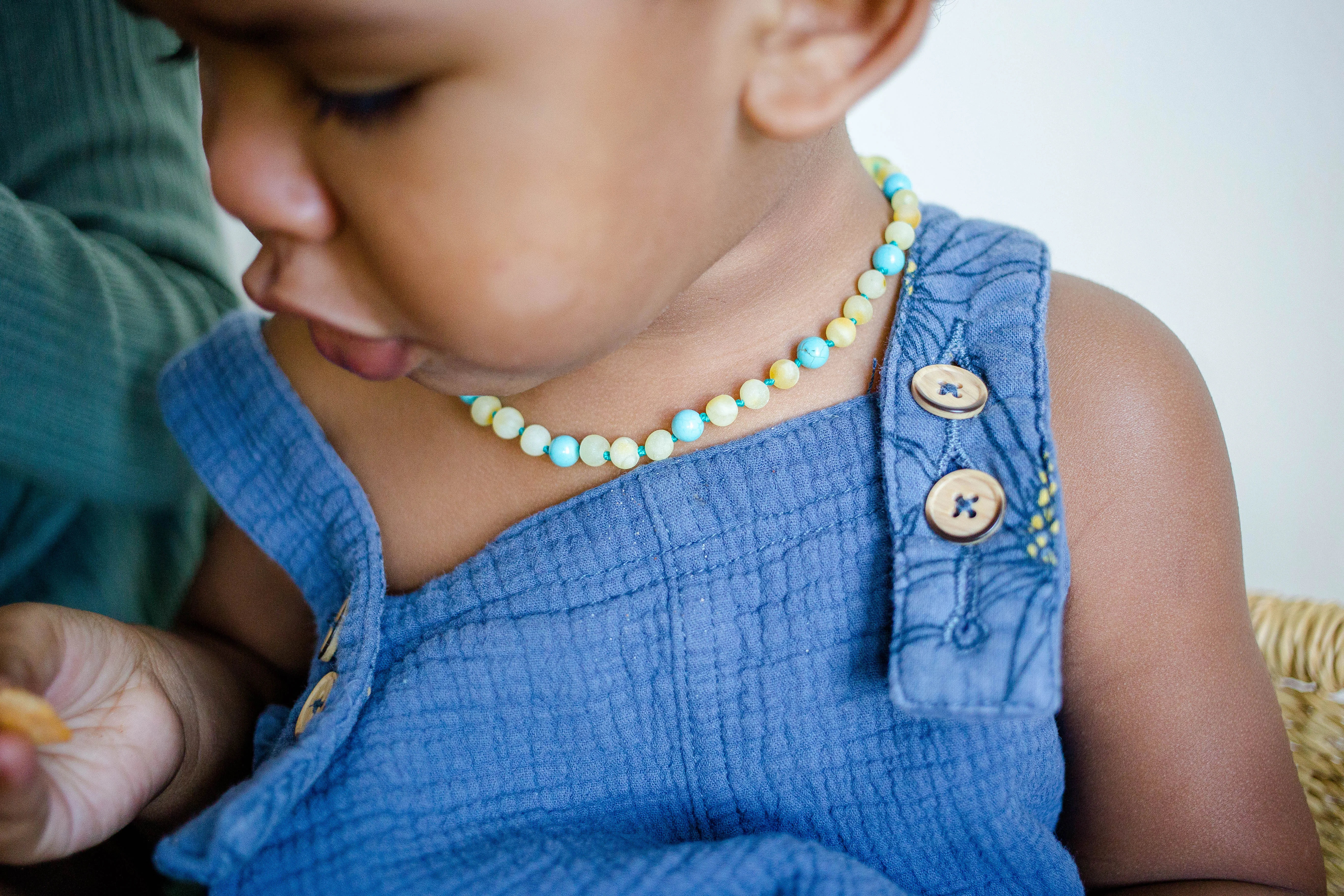 Turquoise   Raw Buttermilk Baltic Amber Teething Necklace ll General Pain ll Fatigue ll Drooling
