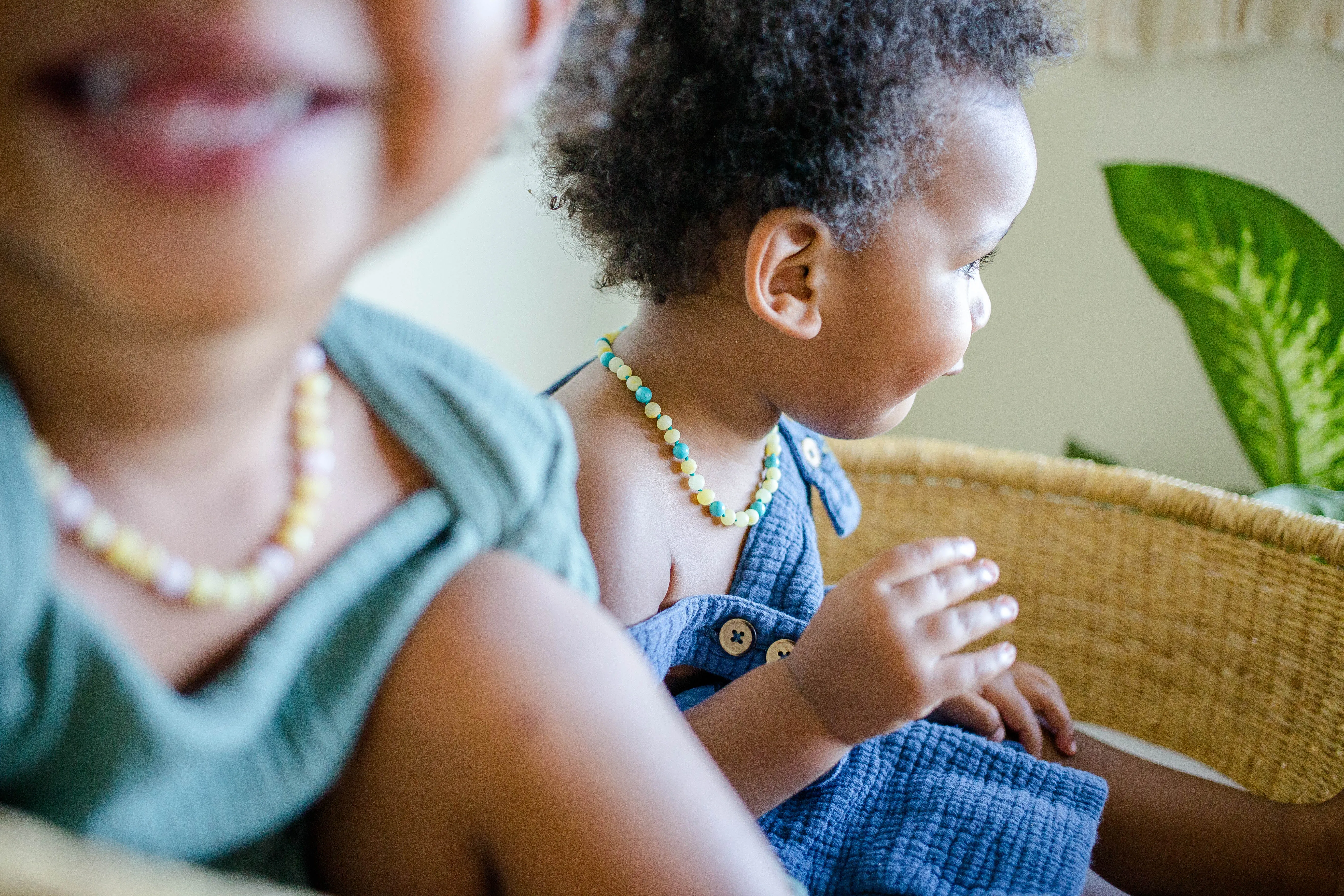Turquoise   Raw Buttermilk Baltic Amber Teething Necklace ll General Pain ll Fatigue ll Drooling