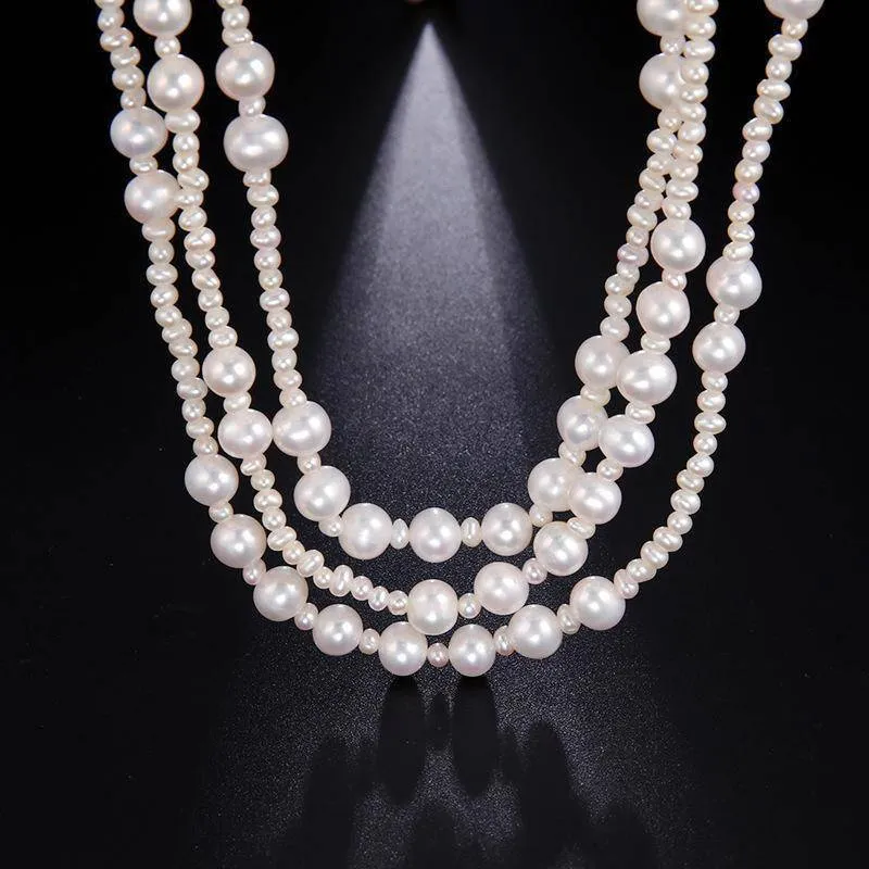 White Freshwater Pearl Super Long Necklace，4.0-8.5mm