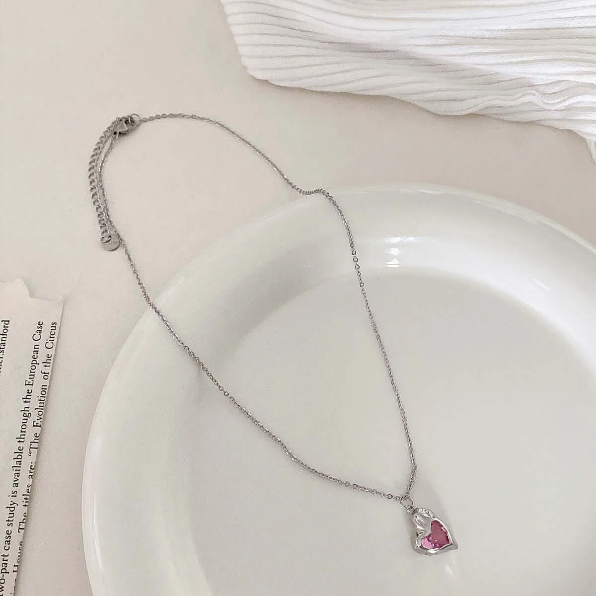 Y2K Pink Crystal Necklace Jewelry