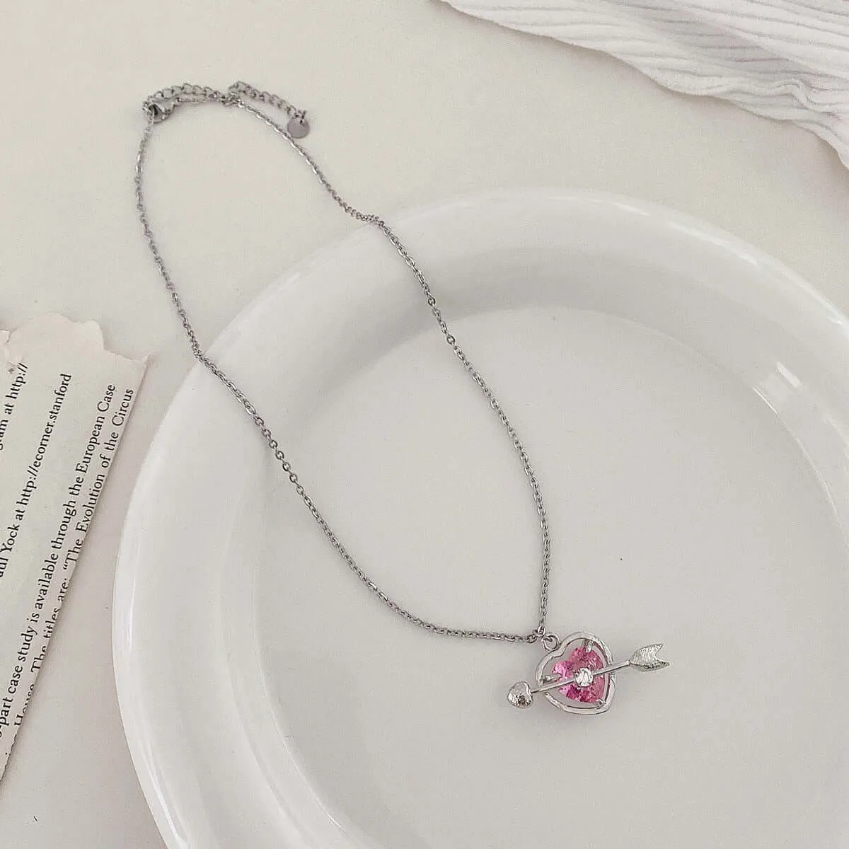 Y2K Pink Crystal Necklace Jewelry