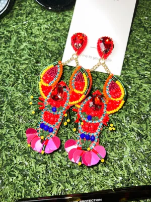 You're My Lobster Beaded Earrings