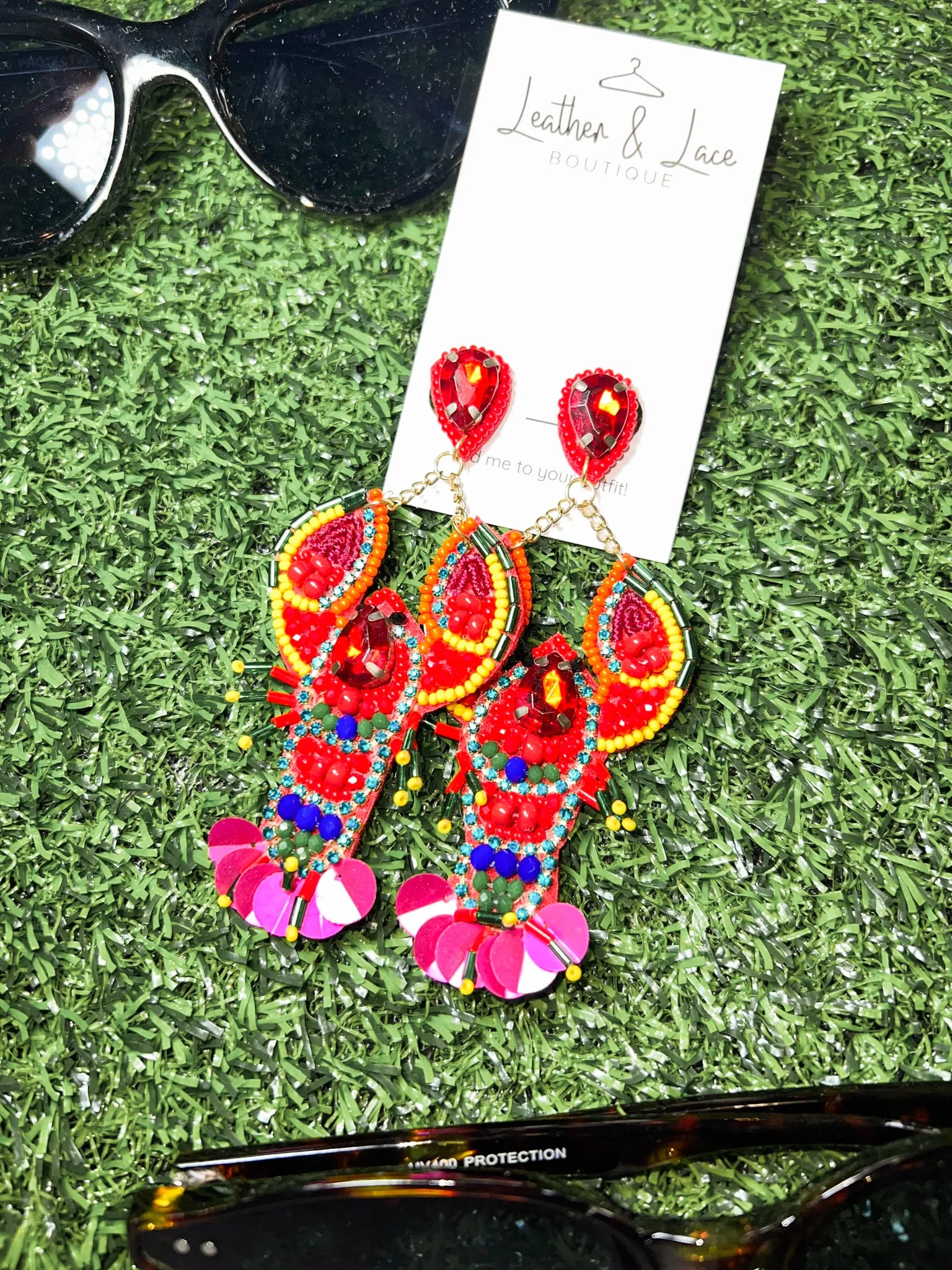 You're My Lobster Beaded Earrings