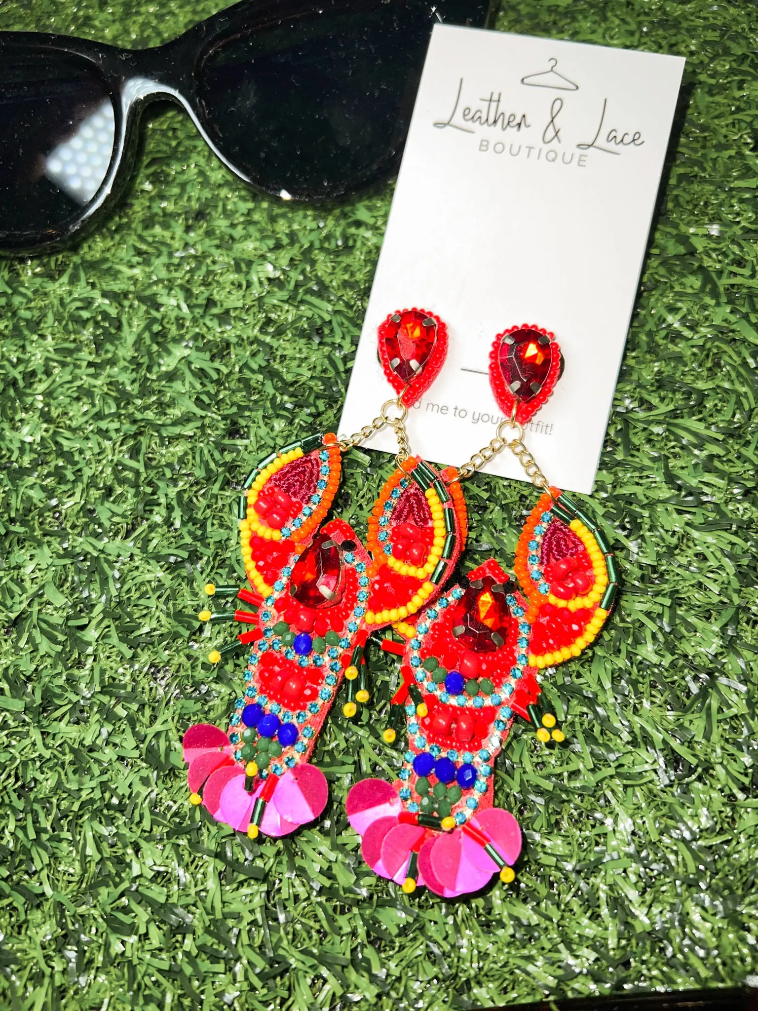 You're My Lobster Beaded Earrings